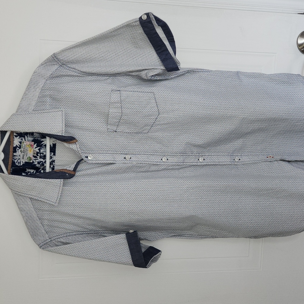 Projek Raw blue and white button down shirt, size large - Picture 3 of 9